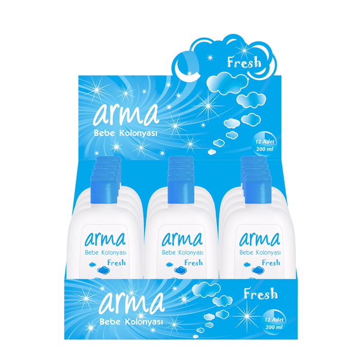 Bebe kolonyası için teşhir kolisi tasarımı.  Hem stoklamak ve taşımak hem de teşhir için uygun  Kolinin üst kapağı uygun şekilde kesildiğinde şık bir görünüm oluşuyor.  22.5X12X15 cm boyutlarında.
250gr bristol kağıt.
Tek renk ofset baskı. Bebe kolonyası için teşhir kolisi tasarımı. <br/> Hem stoklamak ve taşımak hem de teşhir için uygun <br/> Kolinin üst kapağı uygun şekilde kesildiğinde şık bir görünüm oluşuyor. <br/> 22.5X12X15 cm boyutlarında.<br/>
250gr bristol kağıt.<br/>
Tek renk ofset baskı.<br/>