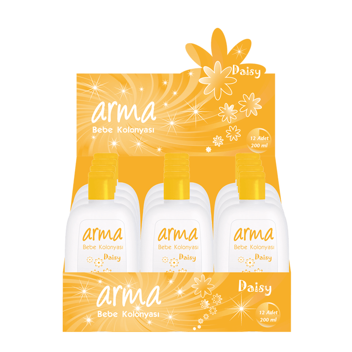 Bebe kolonyası için teşhir kolisi tasarımı.  Hem stoklamak ve taşımak hem de teşhir için uygun  Kolinin üst kapağı uygun şekilde kesildiğinde şık bir görünüm oluşuyor.  22.5X12X15 cm boyutlarında.
250gr bristol kağıt.
Tek renk ofset baskı. 