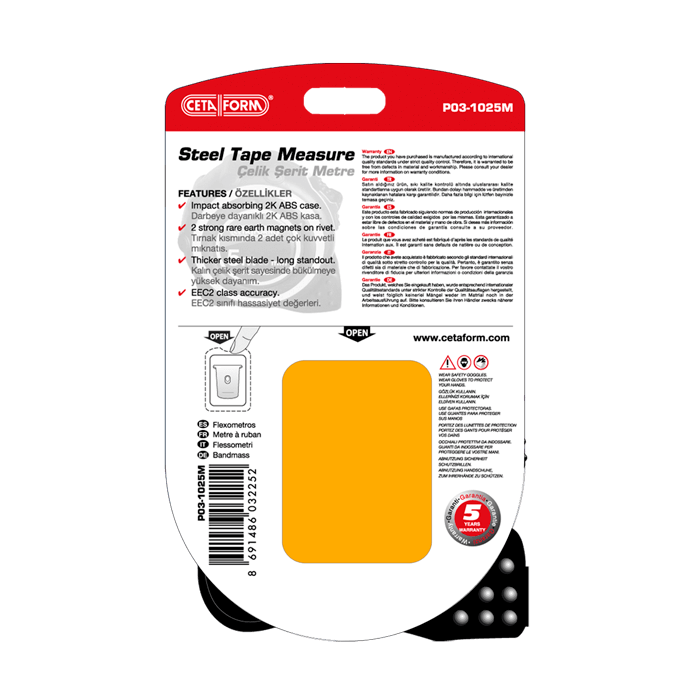 Değişik boylarda metreler için askılı, blister ambalaj tasarımı. Bristol kağıt.
Ofset baskı.
Özel Bıçak Kesim. Ambalaj Tasarımı, Blister Ambalaj, Metre Ambalajı.