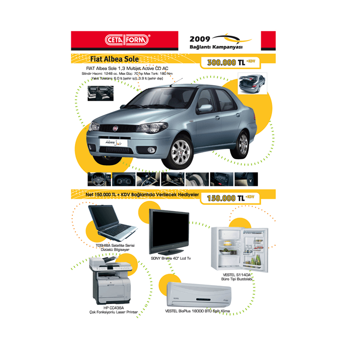 Kampanya detaylarını anlatan broşür. 4 sayfa.
Tek parça, katlamalı. Kampanya Broşürü Tasarımı