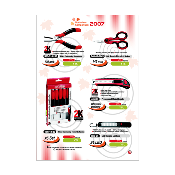 Kampanya ürünlerini ve fiyatlarını içeren insert tasarımı.  22 sayfa. 
Kapalı ölçü 21 x 29.7 cm.  
Kapak ve iç sayfalar 115 gr parlak kuşe.  
Tel dikiş cilt. Kampanya ürünlerini ve fiyatlarını içeren insert tasarımı. <br> 22 sayfa. <br/>
Kapalı ölçü 21 x 29.7 cm. <br/> 
Kapak ve iç sayfalar 115 gr parlak kuşe. <br/> 
Tel dikiş cilt.<br/>