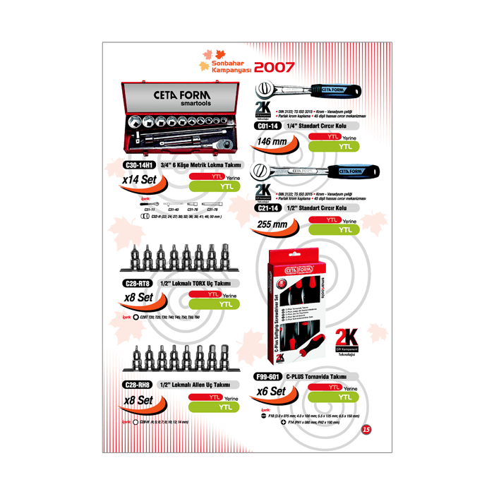 Kampanya ürünlerini ve fiyatlarını içeren insert tasarımı.  22 sayfa. 
Kapalı ölçü 21 x 29.7 cm.  
Kapak ve iç sayfalar 115 gr parlak kuşe.  
Tel dikiş cilt. Kampanya ürünlerini ve fiyatlarını içeren insert tasarımı. <br> 22 sayfa. <br/>
Kapalı ölçü 21 x 29.7 cm. <br/> 
Kapak ve iç sayfalar 115 gr parlak kuşe. <br/> 
Tel dikiş cilt.<br/>