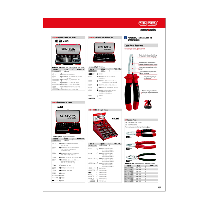 Ürün fiyat bilgilerini ve kısa teknik detayları içeren fiyat listesi. Mini katalog olarak da kullanılmıştır.  72 sayfa. 
Kapalı ölçü 21 x 29.7 cm. 
Kapak 220 gr mat kuşe ve selefon kaplama. 
İç sayfalar 115 gr mat kuşe. 
Cilt omega tel dikiş. Fiyat Listesi, Mini Katalog, Kapak Tasarımı