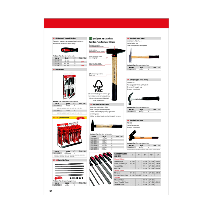 Ürün fiyat bilgilerini ve kısa teknik detayları içeren fiyat listesi. Mini katalog olarak da kullanılmıştır.  72 sayfa. 
Kapalı ölçü 21 x 29.7 cm. 
Kapak 220 gr mat kuşe ve selefon kaplama. 
İç sayfalar 115 gr mat kuşe. 
Cilt omega tel dikiş. Fiyat Listesi, Mini Katalog, Kapak Tasarımı