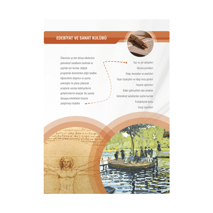 Öğrenci etkinliklerini tanıtmayı amaçlayan broşür.  16 sayfa  115 gr kuşe kağıt  Tel dikiş Gençlik Kulübü, Etkinlik Günlüğü, Etkinlik Broşürü