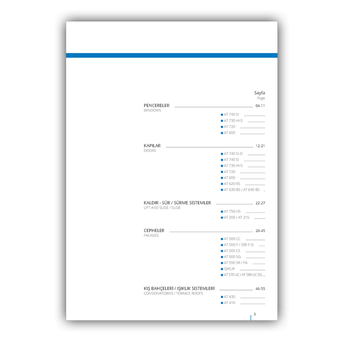 Pazarlama kataloğu tasarımı  Aluminyum sistem çözümleri kataloğu 56 sayfaKuşe kapak, 270grKuşe iç sayfalar, 135grTutkal cilt Katalog Tasarımı, Pazarlama Kataloğu, Sistem Çözümleri Kataloğu