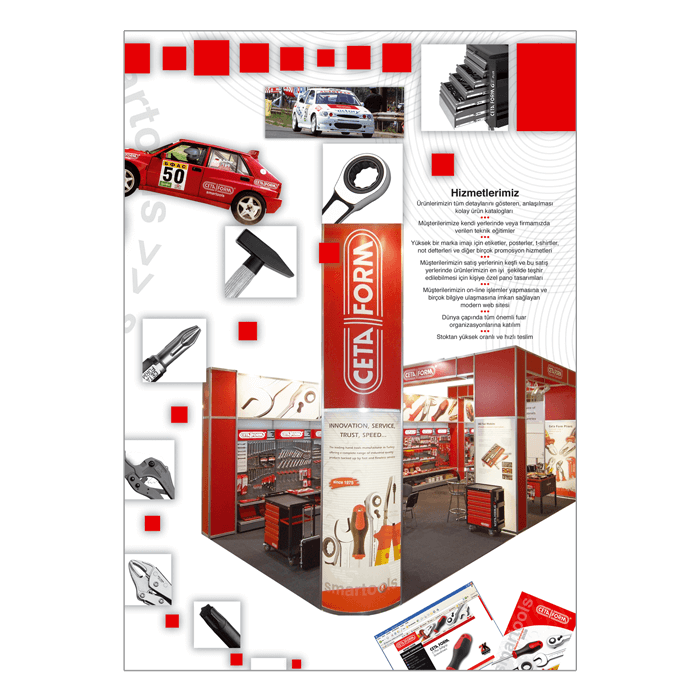 Tüm ürün bilgilerini ve teknik özelliklerini içeren bir referans oluşturmak amacıyla üretilen katalog.226 sayfa.
Kapalı ölçü 21X29.7 cm. 
Kapak 220 gr mat kuşe ve selefon kaplama. 
İç sayfalar 115 gr mat kuşe. 
Cilt iplik dikiş.  Katalog Tasarımı, Katalog Kapak