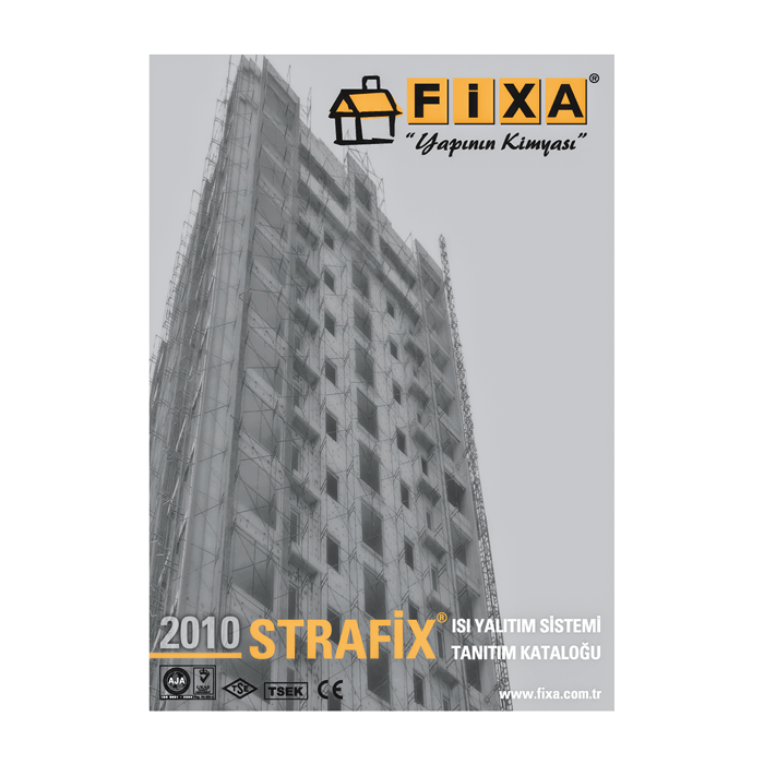 Strafix markalı ısı yalıtım ürünlerini tanıtmak ve ısı yalıtımıyla ilgili genel bilgiler sunmak amacıyla hazırlanan katalog24 sayfa. 
Kapalı ölçü 21X29.7 cm. 
Kapak 220 gr mat kuşe, mat selefon ve kısmi uv lak.
İç sayfalar 115 gr mat kuşe. 
Cilt omega tel dikiş.
 Katalog Tasarımı, Ürün Grubu Kataloğu.